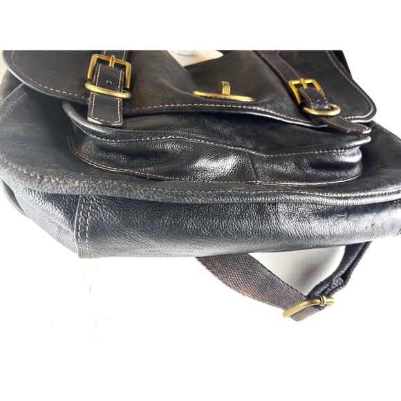 vintage fossil crossbody bag Top Handle Black Leather Bag Adjustable Messenger - Picture 14 of 14